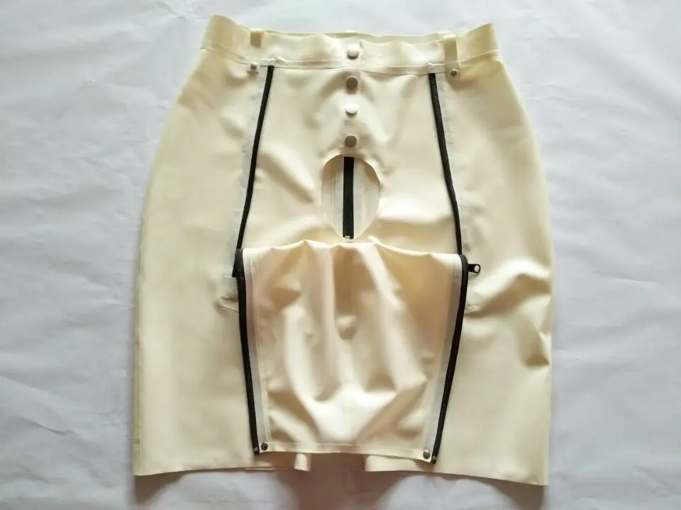 

100% Latex Rubber Weiß Boxer shorts Pants Double zip crotch 0.4mm Größe S-XXL
