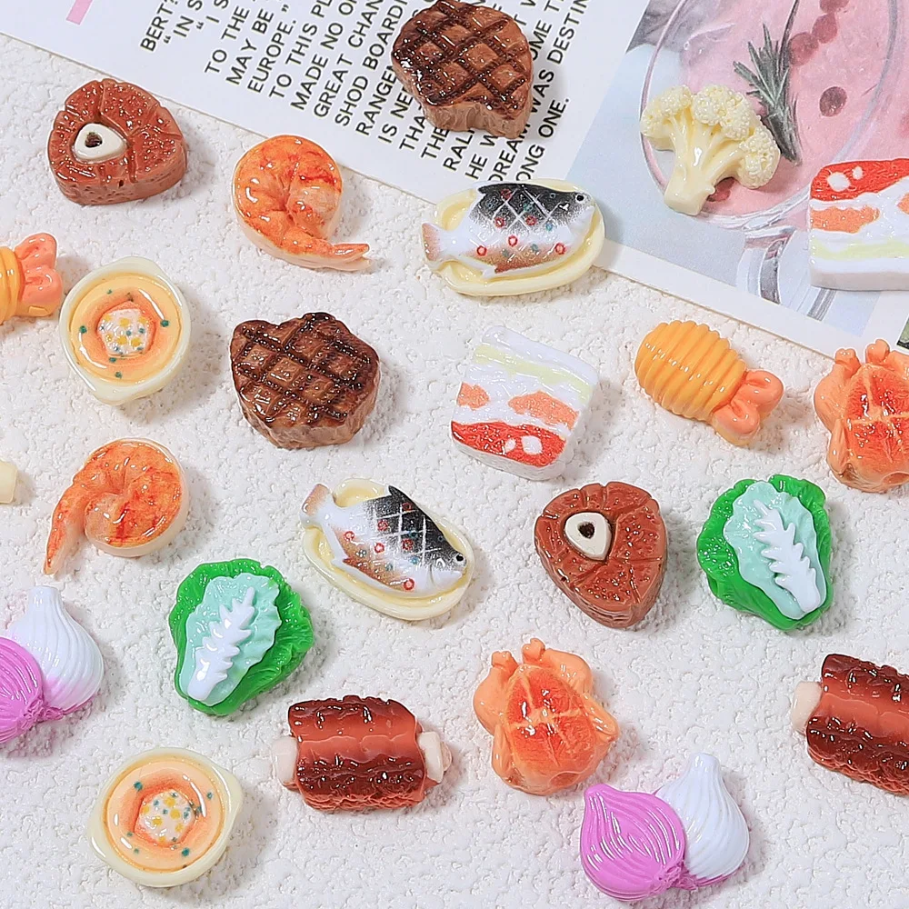 10pcs/lot Cute Food Miniature Simulation Flatback Resin Cabochon Fit Phone Decoration DIY Jewelry Accessories