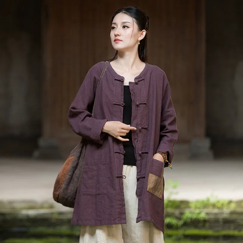 

Fall 2025 original ramie linen open-front coat. Zen-Nomad style artistic women's outerwear.