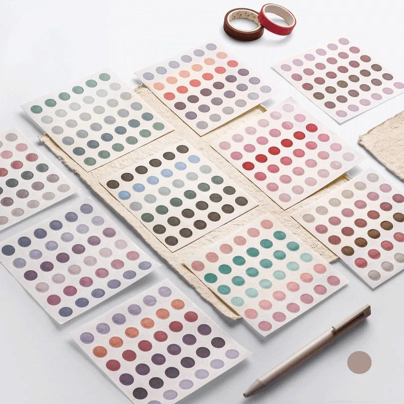 50 Sheets 4/6/8mm Color Dot Scrapbooking Washi Stickers DIY Diary Journal Decoration Materials