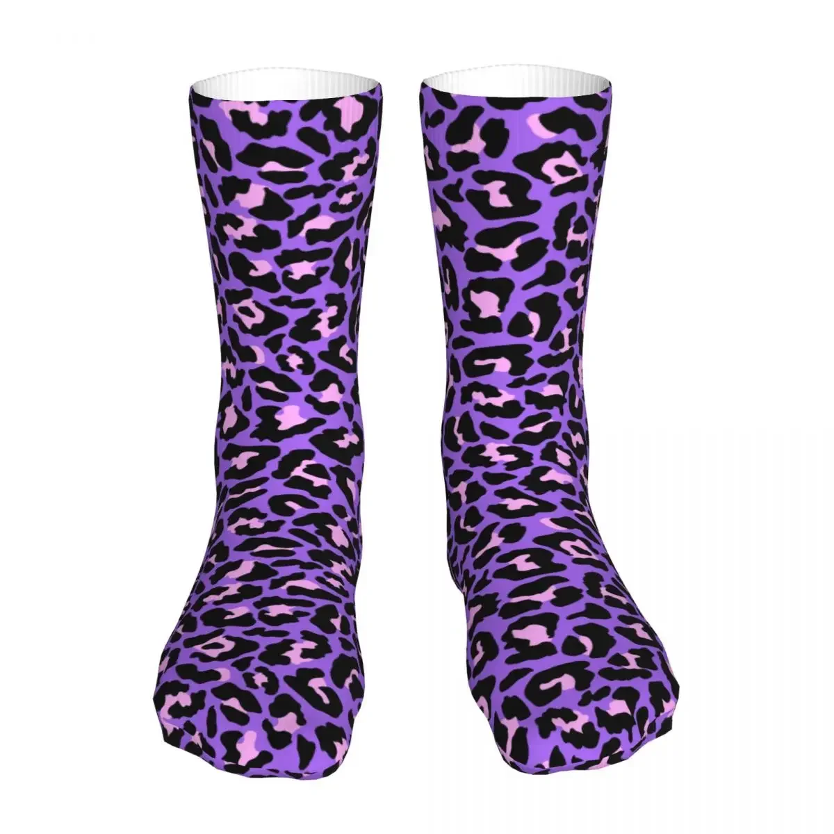 Neon  Pink Leopard Print Socks Men Women Casual Exotic Animals Socks Crazy Spring Summer Autumn Winter Socks Gifts