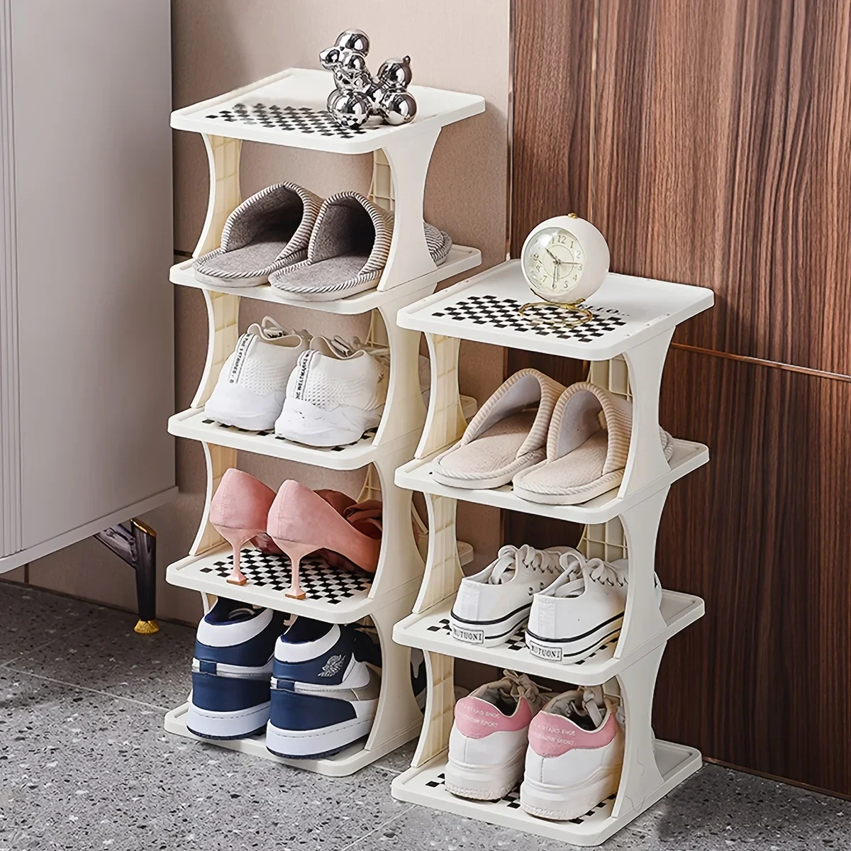 Household Dormitory Multi-layer Sewn Checkerboard Shoe Storage Rack