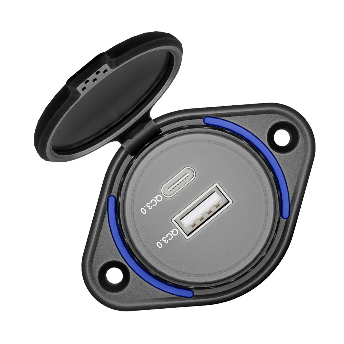 USB Type-C Charger Socket Panel Charge Charging Outlet Port Adapter Fit for Car Motorcycle Boat Truck Bus Motorhome Camper RV