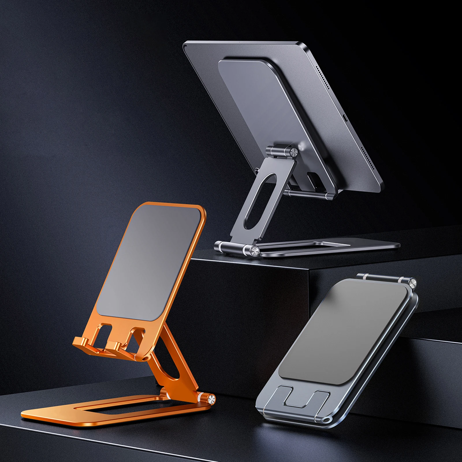 

360 ° Вращающаяся подставка для планшета из алюминиевого сплава, складная настольная подставка-держатель для телефона, регулируемая настольная подставка для планшета и ноутбука