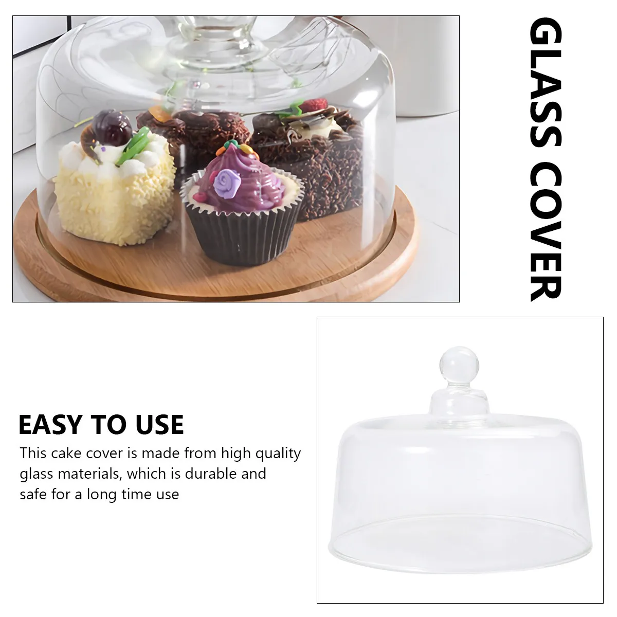 1Pcs Glass Cover Cake Dome Transparent Dust Protection Display Food Cover Fruit Dessert Micro Landscape Kitchen Food Shield