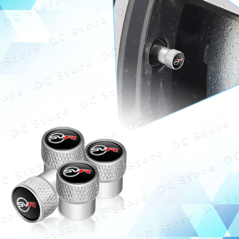 Car Styling 4Pcs SVR Logo Car Wheel Tire Stem Air Valve Caps Dust Proof Covers For Discovery 4 5 Range Rover Evoque Sport L494