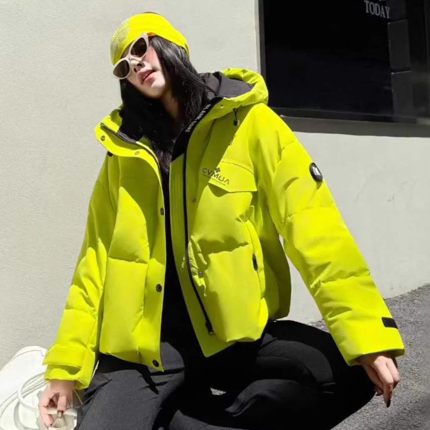 

Зимняя модная теплая короткая куртка-пуховик с капюшоном, женская белая утиная пуховая куртка-паркер, верхняя одежда, женские толстые водонепроницаемые куртки на молнии