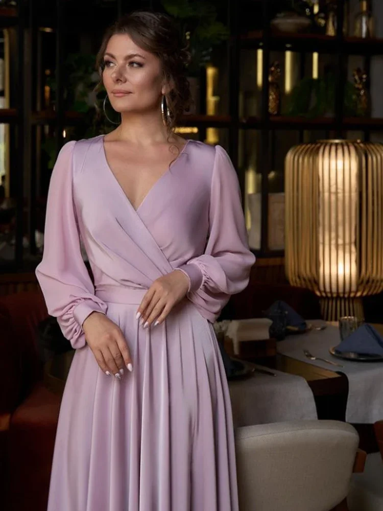 Robe de Soirée Longue en Mousseline de Soie, Élégante, de Haute Qualité, Plissée, Froncée, Ligne A, Col en V, Simple, Exquise, Rétro, Style Moderne