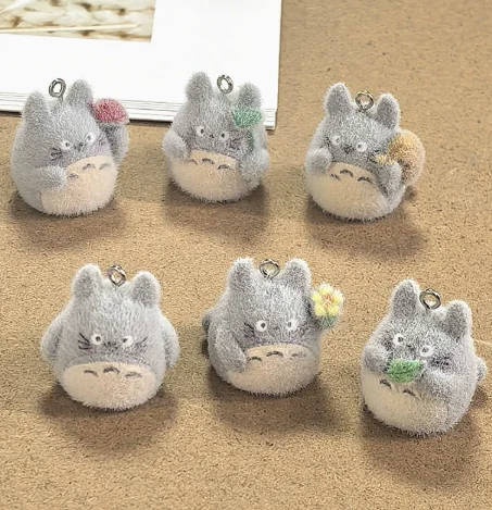 10 Pcs Resin Flocking Cat Cartoon Anime Charm Pendant Jewelry DIY Bracelet Earrings Decorative Material Accessories
