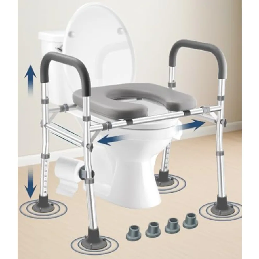 

Toilet Seat Riser with Handles 500lb Raised Toilet Seat Adjustable Height Width Handicap Raised Toilet Chair for Seniors Fit An