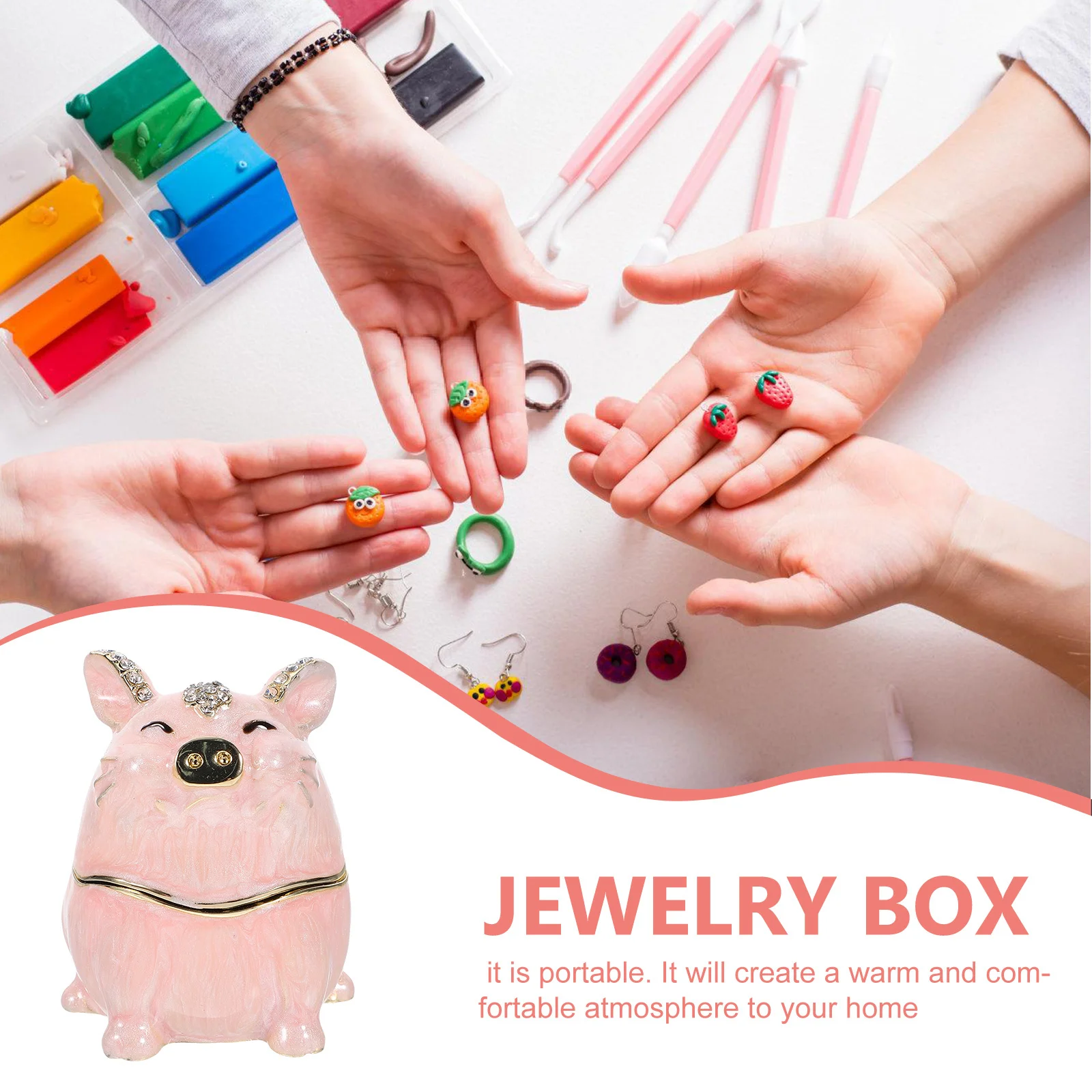 

Pig Exquisite Gift Storage Case For Ring Earrings Necklace Jewelry Organizer Desktop Decor Household Jewelry