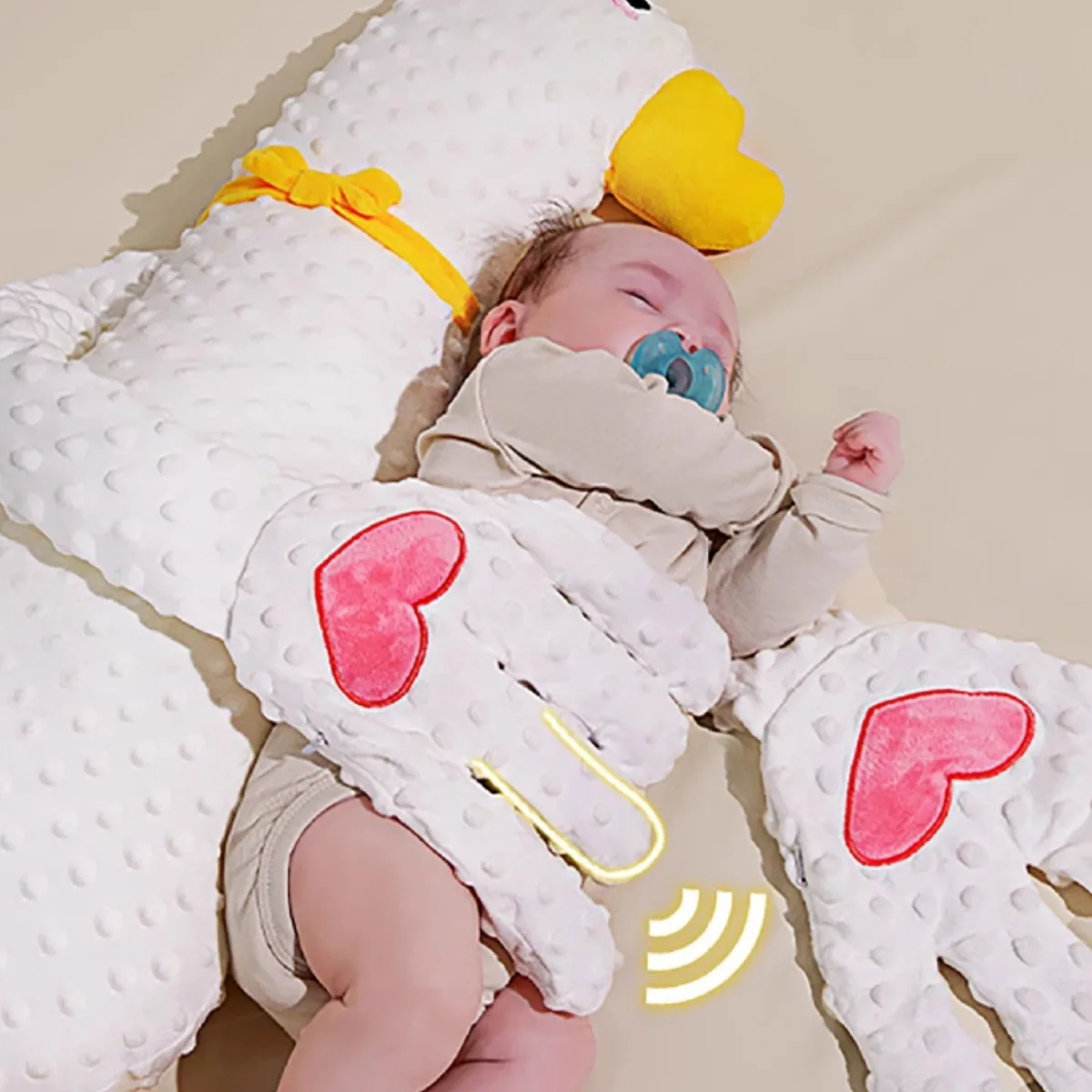 Oreiller Big White Goose Baby, apaise bébé, bat et apaise la l\'hypothèse, bébé dort seul