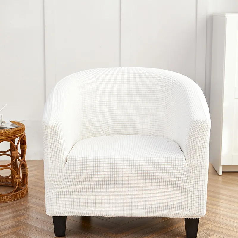Solid Fine Velvet Semi-Circular Sofa Cover Single Seat Elastic Chair Cover for Home Office Anti Slip Dirt-Resistant Couch Covers