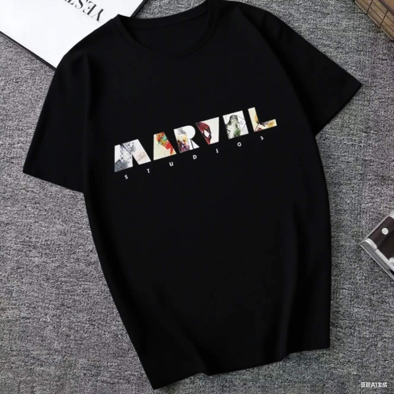 

Marvel Character Letter Collage Tee – Features “MARVEL” Letters with Hero Images, Perfect for MCU Fans New Arrival Tee S-4XL