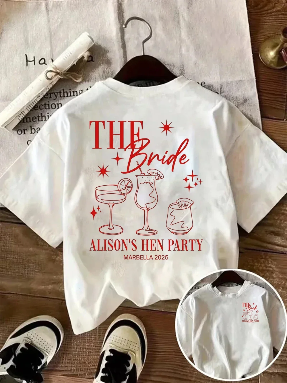 The Bride Hen Party T Shirt,  Bachelorette Party Tee, Customizable Bridal Shower Top with Name Location Date