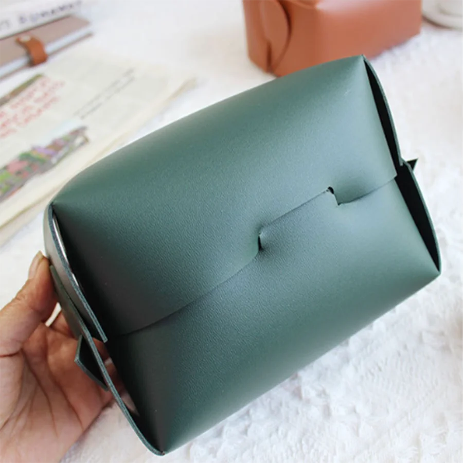 1pcs simple tissue storage box double-sided leather tissue box waterproof moistureproof foldable drawer box