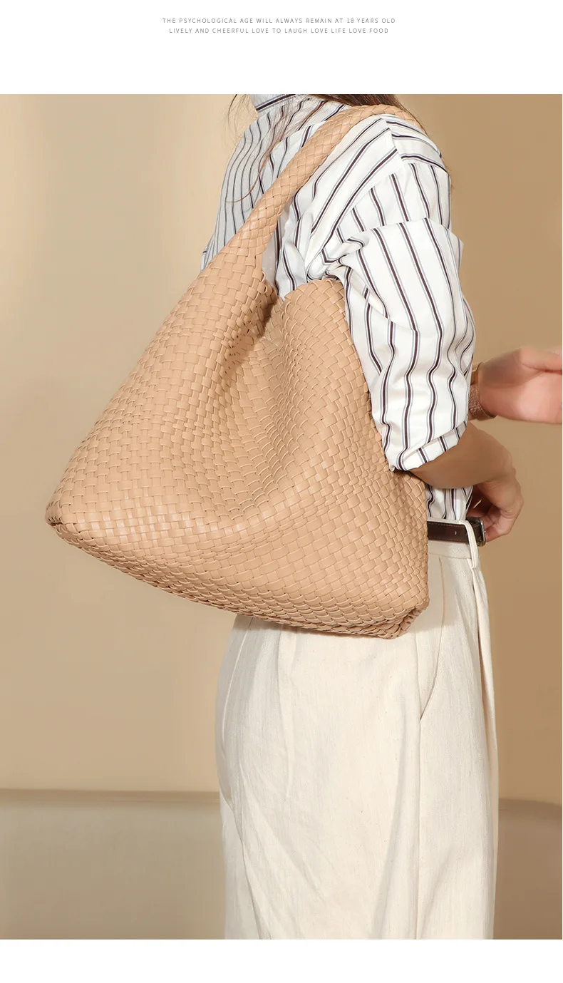Chic Large Capacity Weave Tote Bag Soft Leather Intrecciato Handbag Shoulder Bags for Women's Fashion Work Travel Daily Outings