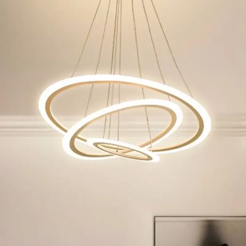 Modern Black Rings Chandeliers for Dining Living Room Lustre 20 40 60 80 100cm Led Chandeliers Suspension Home Decor