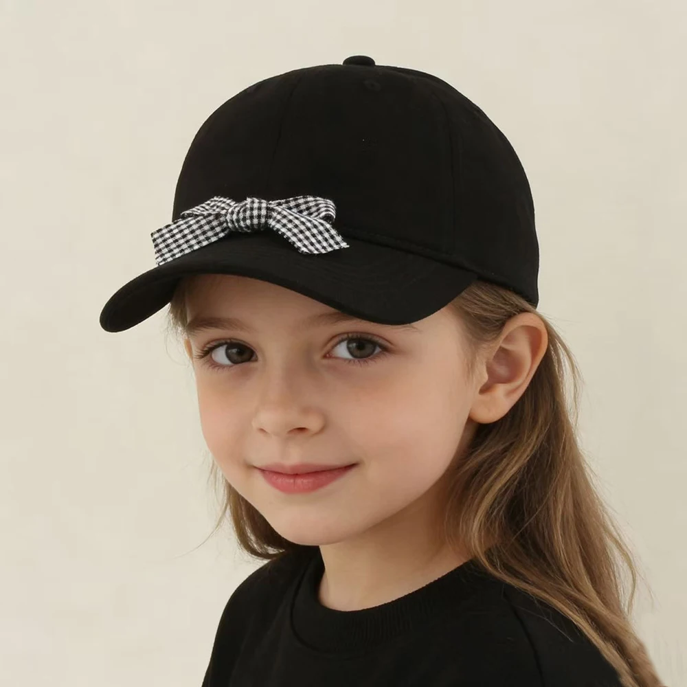 New Candy Color Cute Sweet Cowknot Baseball Cap For Kids Summer Sun Hats Girls Boys Soft Snapback Baby Hat 2
