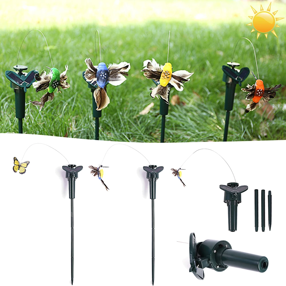 Miniature Home Decoration Solar Dancing Fluttering Butterflies Hummingbird Lawn Stakes Garden Yard Art Ornament Home Decor