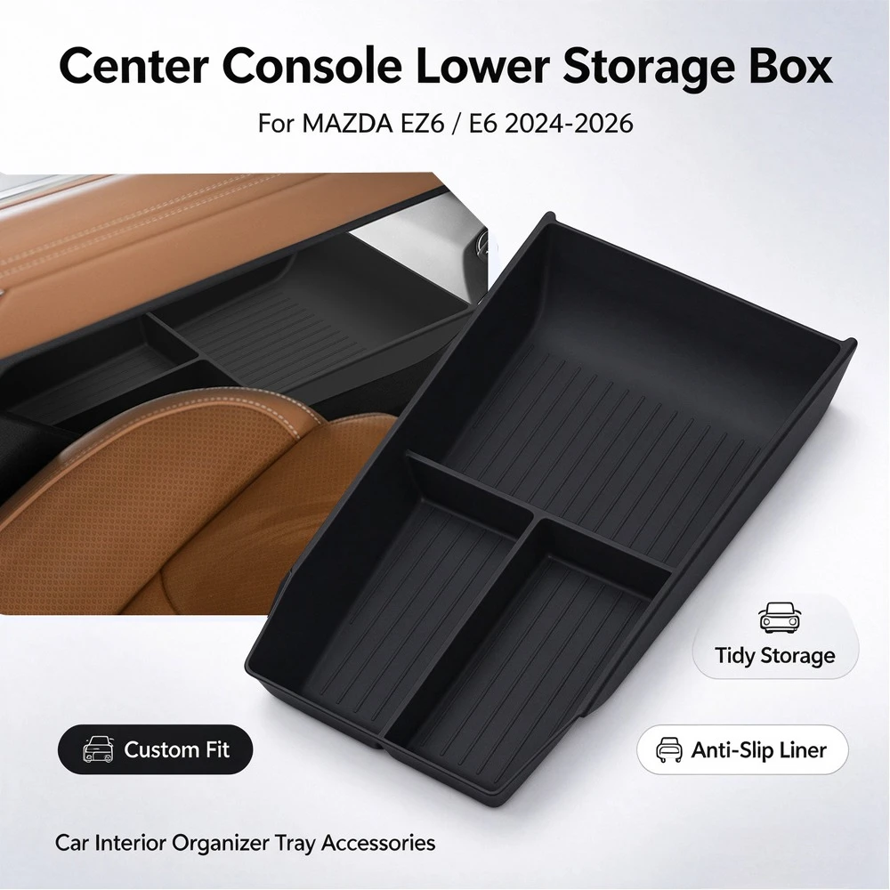 For Mazda EZ6 E6 2024‑2026 Car Center Console Lower Layer Storage Tray Organizer Stowing Tidying Auto Parts