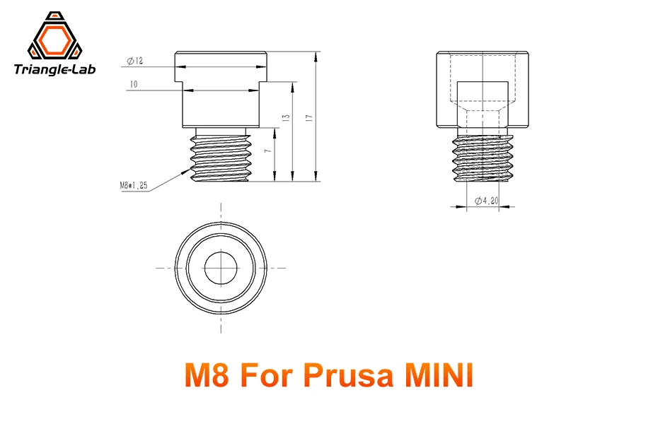 C Trianglelab Messing-Pneumatikverbinder mit M8-Gewinde für Bowden-Extruder, für PRUSA MINI Extruder, 4MM PTFE-Schlauch, Pneumatikverbinder – Detail 3