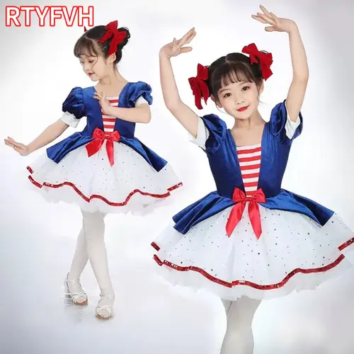 Tutú de Ballet profesional clásico para niños, color azul, lago de los cisnes rojos, panqueque, tutú de bailarina, trajes de baile para fiesta, vestido de Ballet para niñas