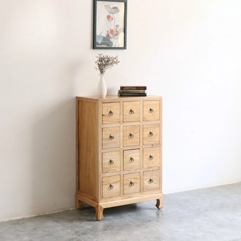 

Chinese solid wood multi-chest cabinet modern simple drawer cabinet elm foyer entrance bedroom locker