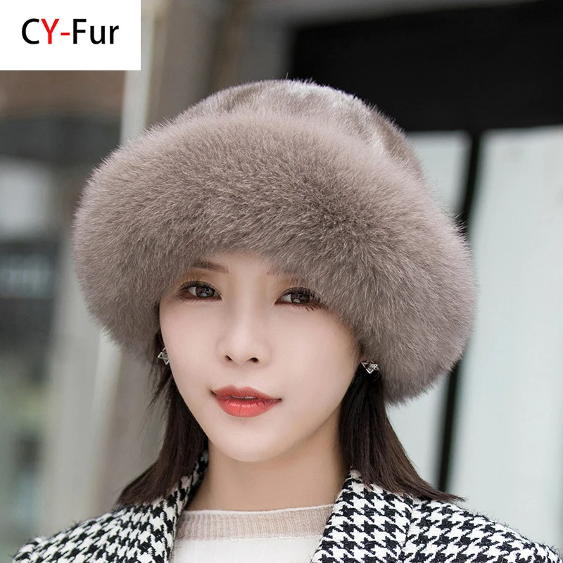 

Women Real Mink Fur Bomber Hats Winter Genuine Fox Fur Cap Luxurious Quality Winter Hat Warm Soft Fluffy Natural Mink Fur Hat