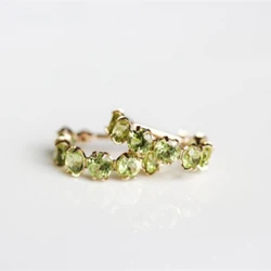 Original new in silver inlaid peridot single row emerald earrings for women fresh style ear buckle fashion marriage jewelry