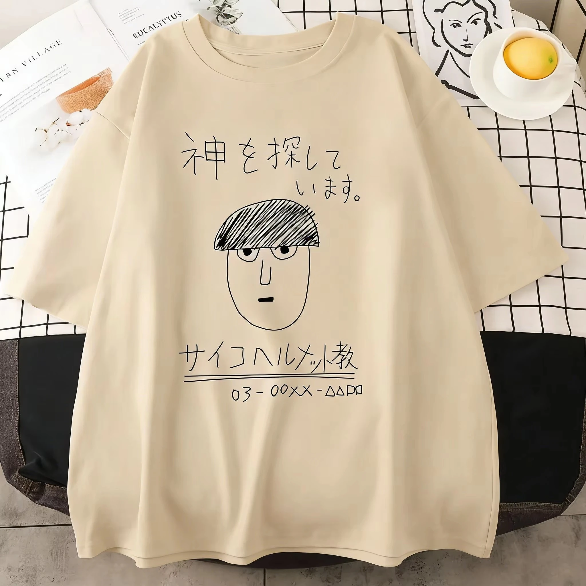 New Mob Psycho 100 Shigeo Kageyama T Shirt Women Retro Tops Tees Harajuku One Anime Manga Tshirt Streetwear Family Outfit view 4
