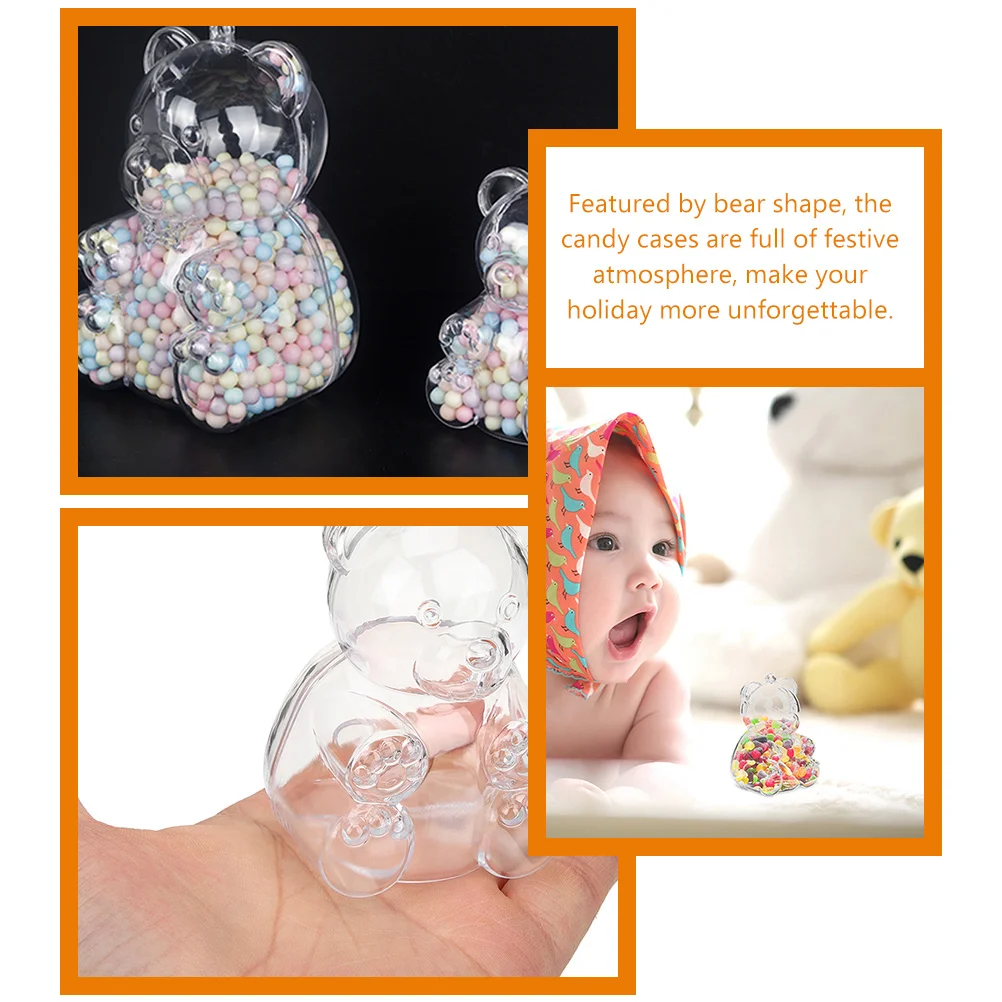 

8pcs Candy Wedding Party Favor Containers Bear Shape Gift Cases Birthday Banquet Chocolate Acrylic Small Gift Boxes