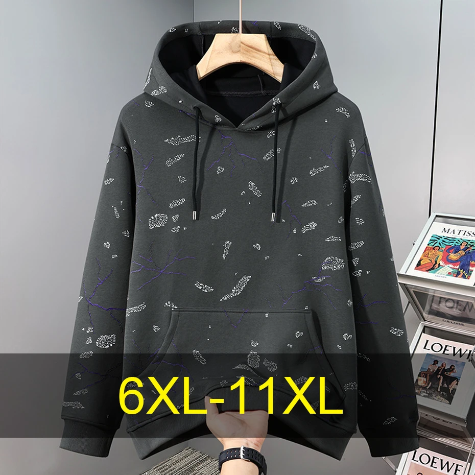 

11XL 10XL Plus Size Hoodie Men Spring Autumn Print Hoodies Streetwear Pullover Male Big Size 10XL