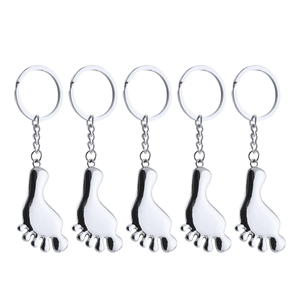 

5 Pcs Metal Keychain Ring Pendant Foot Chains Aesthetic Footprint Pendants Keyring Decorate
