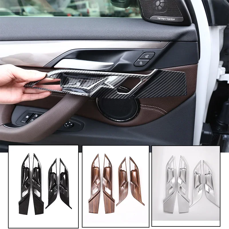 

Car Carbon Fiber ABS Interior Door Bowl Cover Trim For BMW X1 f48 2016-2019 Accessories 4pcs X2 F47 2018 2019