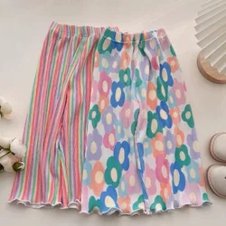 Girls' summer thin ice silk children's wide leg pants Little girls summer cool pants baby girls summer anti-mosquito pants