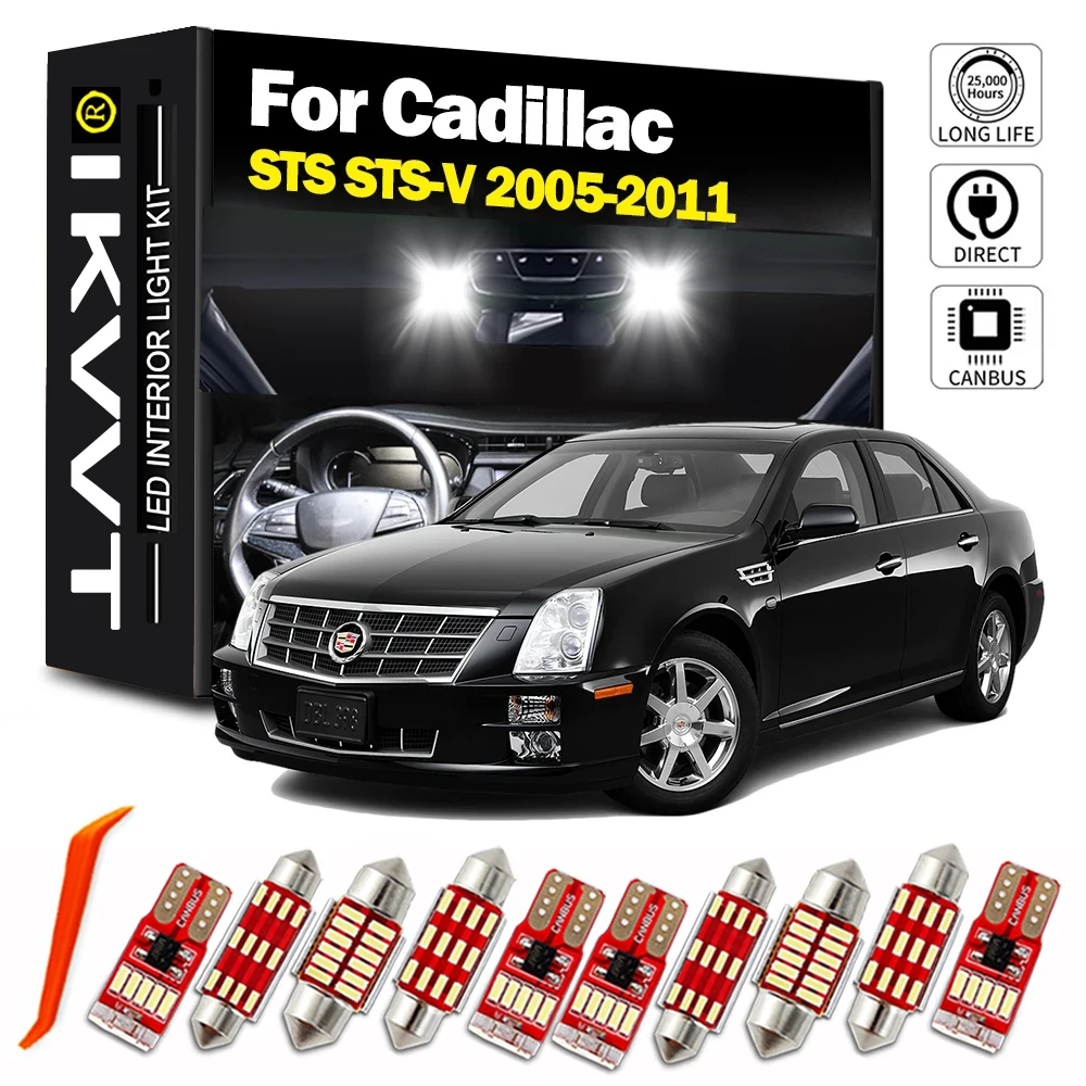 IKVVT For Cadillac STS STS-V 2005 2006 2007 2008 2009 2010 2011 LED Interior Map Dome Trunk Light Kit Car Bulbs Canbus No Error