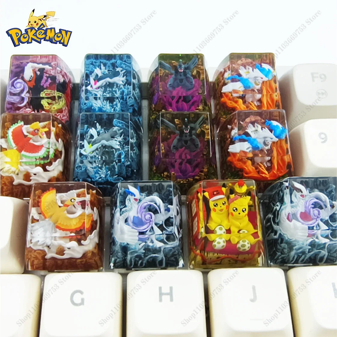 Pokemon Anime Keycaps Legendary Beasts Set Giratina Dialga Resin Transparent Stereoscopic Keycaps For Mechanical Keyboard Gifts