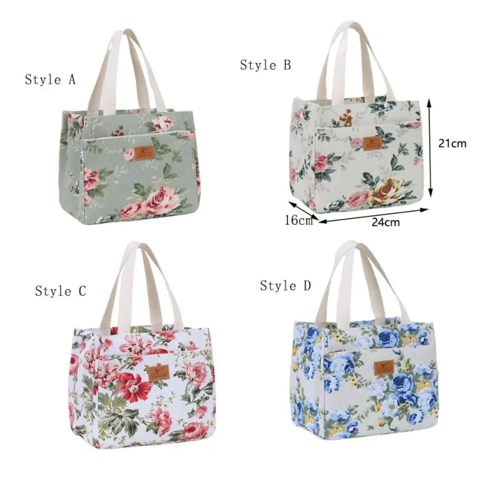 Bolsa de almuerzo con estampado Floral aislado, forro de aluminio, gran capacidad, bolso de mano con cremallera, bolsa de Picnic térmica de estilo japonés, trabajador