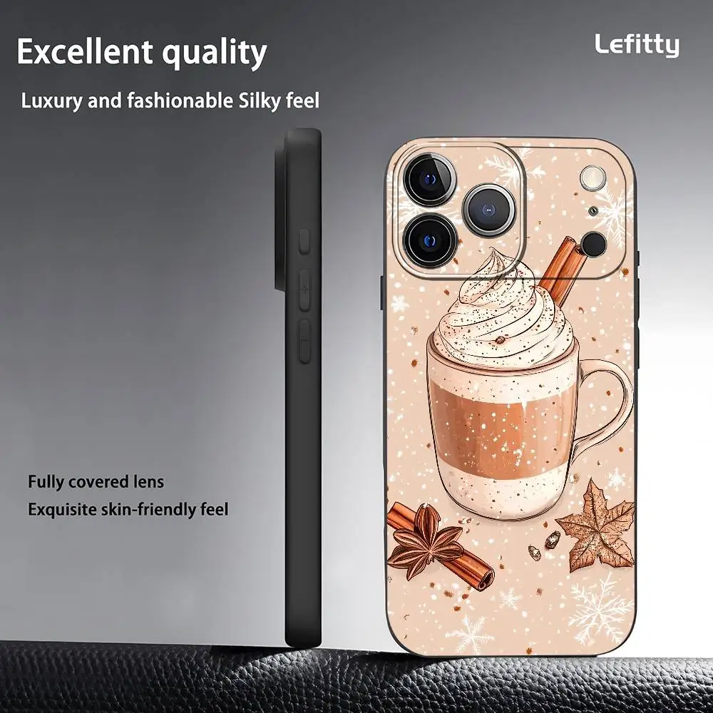 Hot Coffee phone case for iPhone 17 16 15 14 13 Pro Max Plus Mini Frosted Soft Case Funda Shockproof Cases