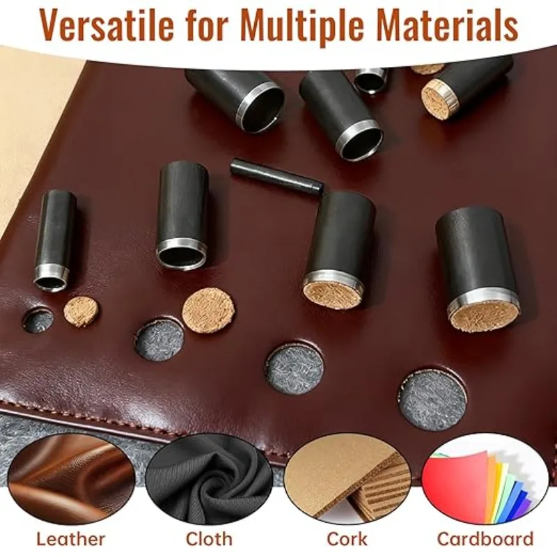 15-teiliges Lederlochstanzen-Set 1-15mm Runde Hohlstanzen mit Aufbewahrungsbox für Lederhandwerk, Gürtel und Uhrenarmbänder – Detail 5