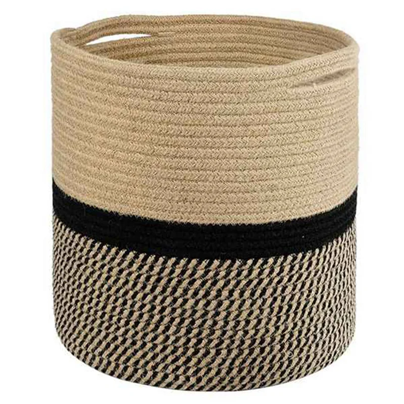 

AB42-2X Organizer Basket Planter Basket Cotton Rope Woven Flower Pot Cotton Sundries Box Home Decor Cotton Rope Basket