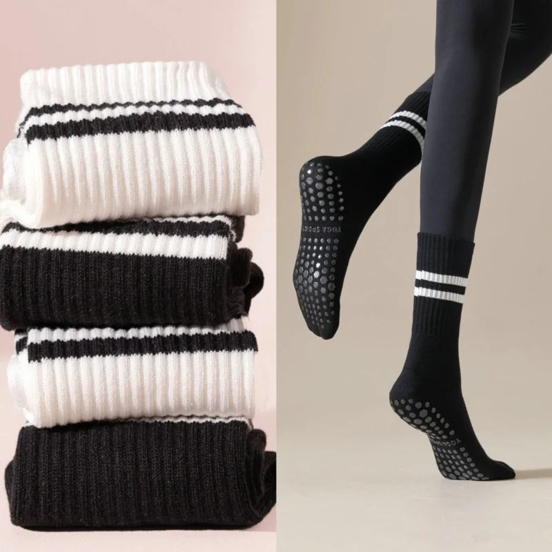 Women Pilates Non-slip Yoga Socks Middle Tube Sports Socks Womens Indoor Fitness Dance Socks