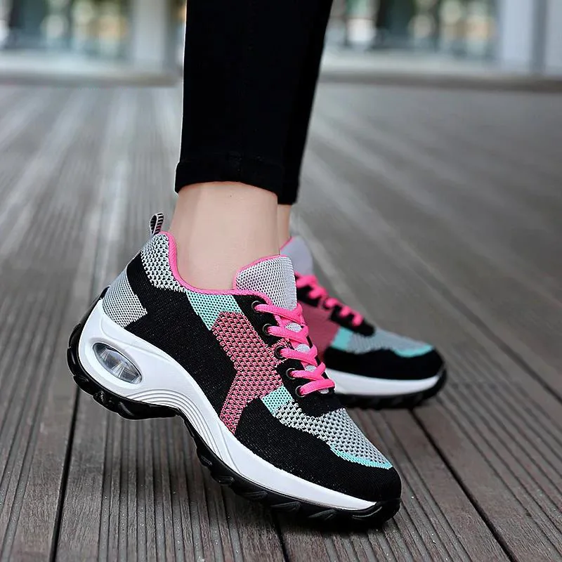 

Spring Autumn Ladies' Mesh up Sneakers Air Cushion Sports Shoes Color Block Walking Running Shoes Fashionable Breathable Wome...