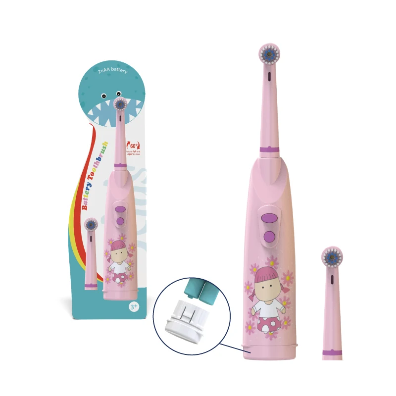 Детская вращающаяся электрическая зубная щетка тип батареи полный корпус Водонепроницаемая мультяшная отбеливающая детская зубная щетка