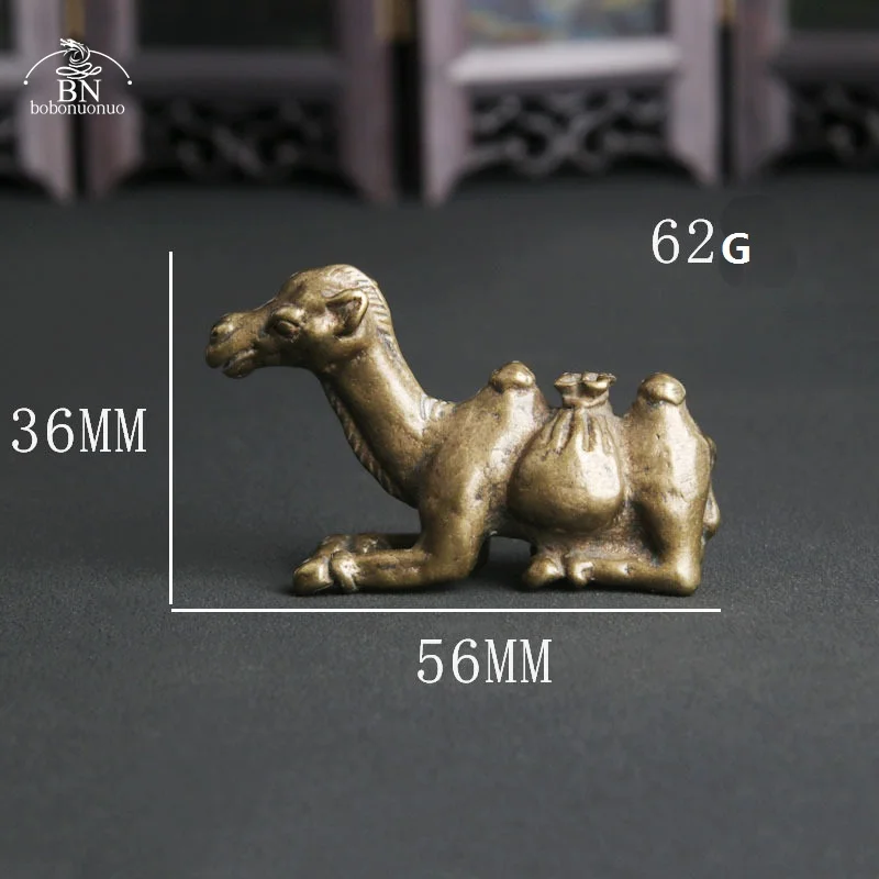 Handmade Silk Road Pure Brass Retro Animal Camel Statue Desk Decoration Ornaments Gifts Home Decor Sculpture Copper Tea Pet