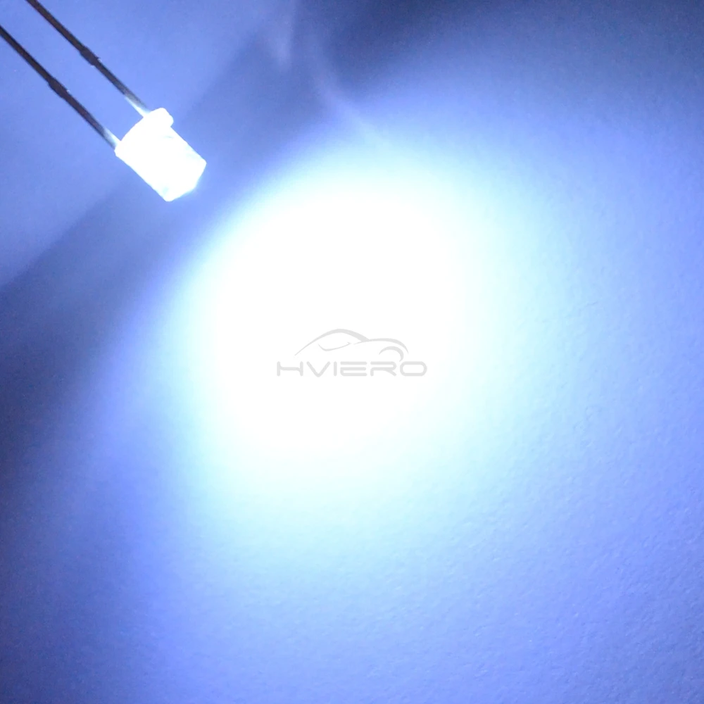 3mm 2pins 100Pcs F3 Flat White Red Yellow Blue Green Pink Diode Led Wide Angle Light Emitting Diodes Lamp Ultra Bright LED Bulbs