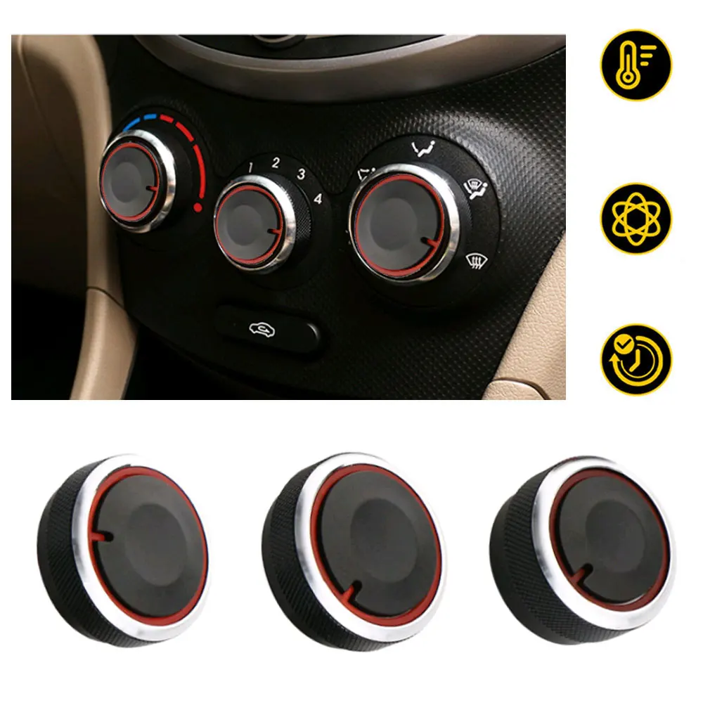 1 Set Aluminum Alloy Car Air Conditioning Knob Cover Car Accessories Car Air Conditioning Control Switch Knob For Hyundai Verna