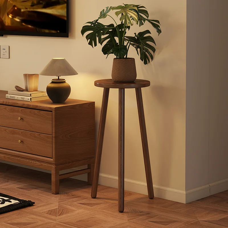 Medieval solid wood flower stand, balcony shelf next to living room TV, household flower sofa