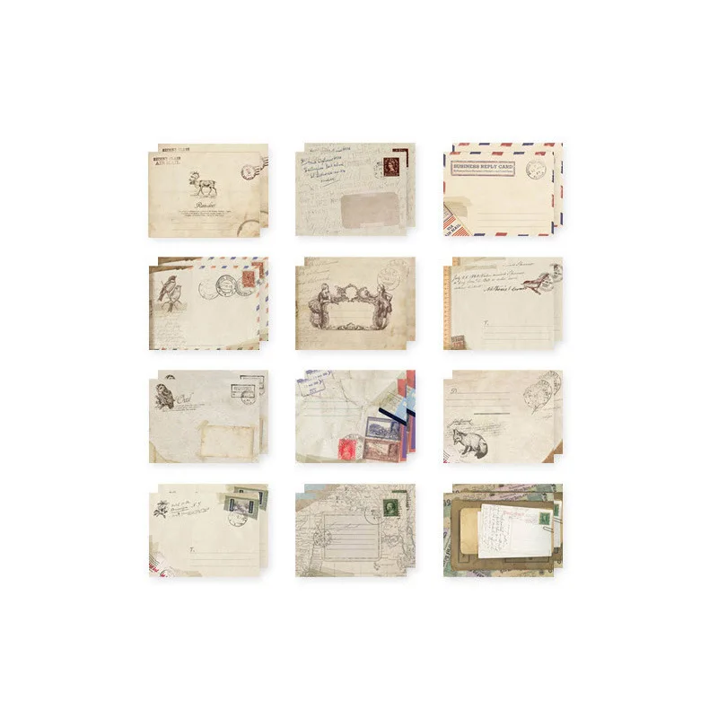 Creative Retro Style Small Envelope with 12 Pieces in OPP Bag for Simple Packaging